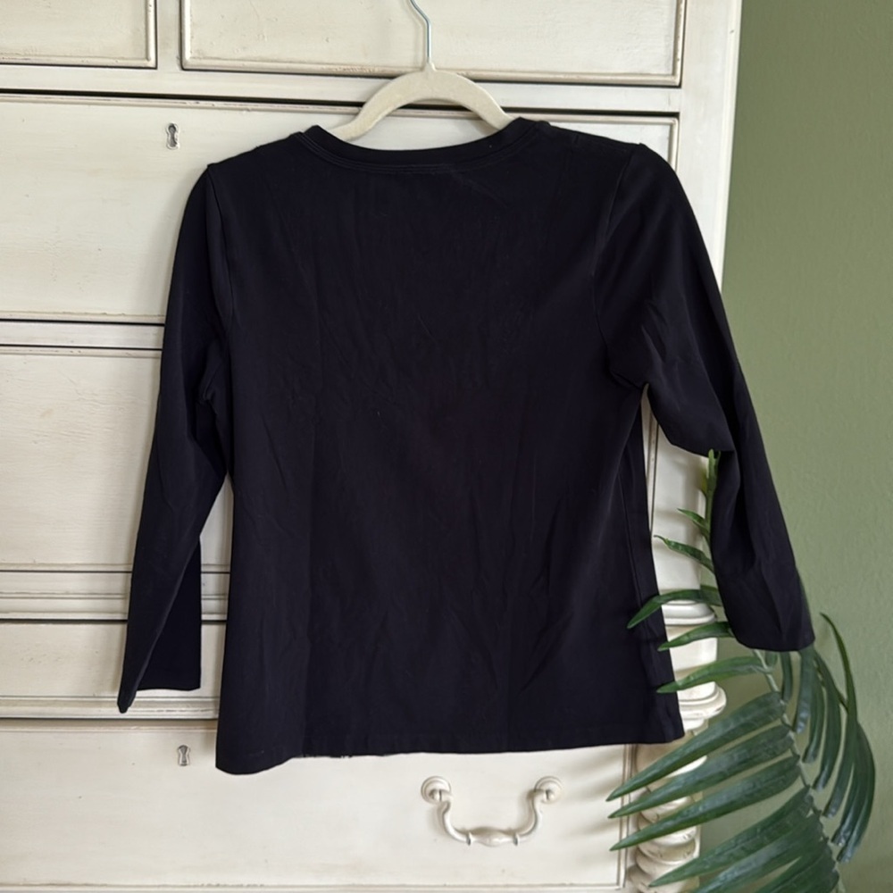Chicos Black Floral V-Neck Top size S - Picture 6 of 6